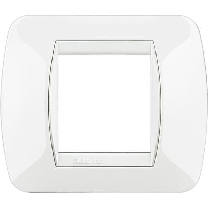 Bticino Living Int. Placca 2 posti bianco L4802BI, white frame, 80mm x 93mm, made of technopolymer.