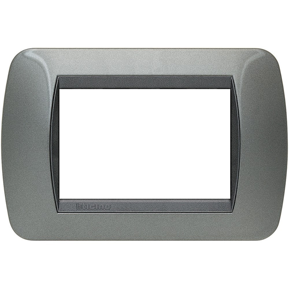 Bticino Living International placca 3 moduli acciaio scuro L4803AC, supporto per moduli Livinglight.
