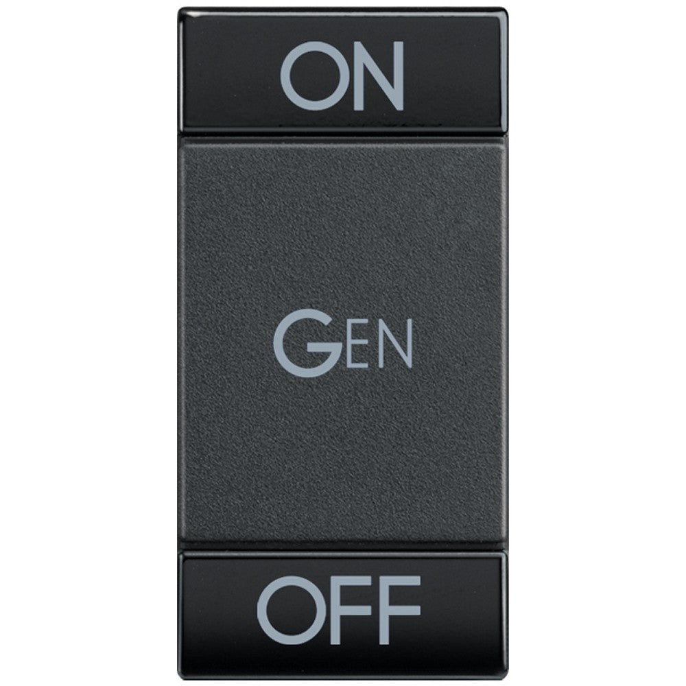 Living Light 2-function switch in anthracite color with ON OFF GEN engraving.