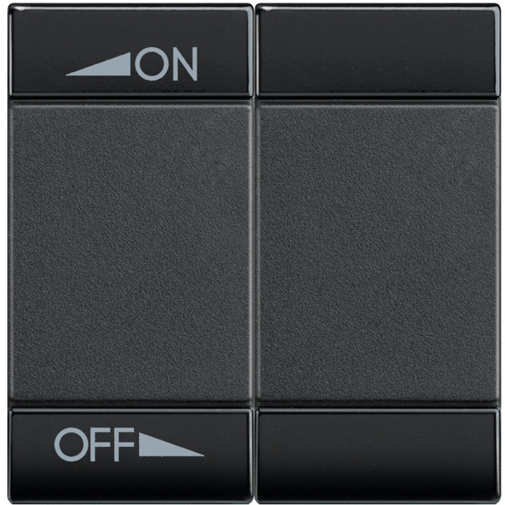 Living Light Copritasto 2 moduli antracite with ON OFF markings for easy control and regulation.