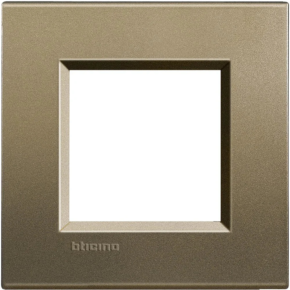 Placca Quadra 2P Living Light BTicino LNA4802SQ - Design Elegante in Metallo, 86x88mm
