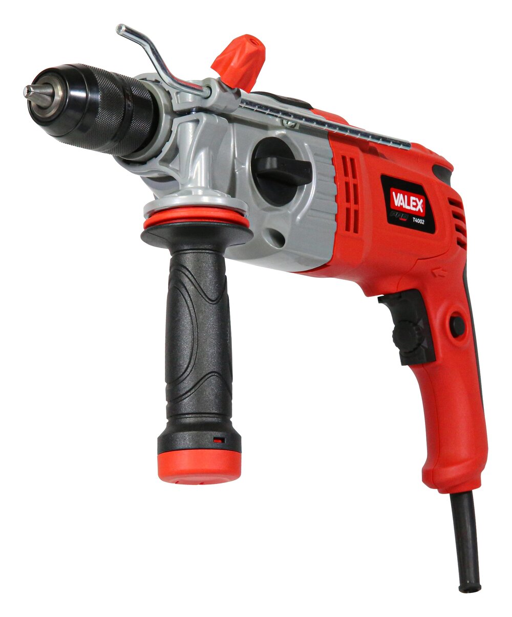 Trapano a filo con Percussione Valex T4002, design ergonomico per un facile utilizzo durante lavori di foratura.