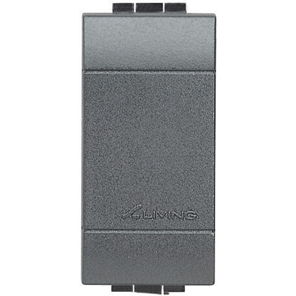 Bticino Livinglight Falso Modulo L4950 in grigio antracite, utilizzato per riempire spazi vuoti nei supporti.