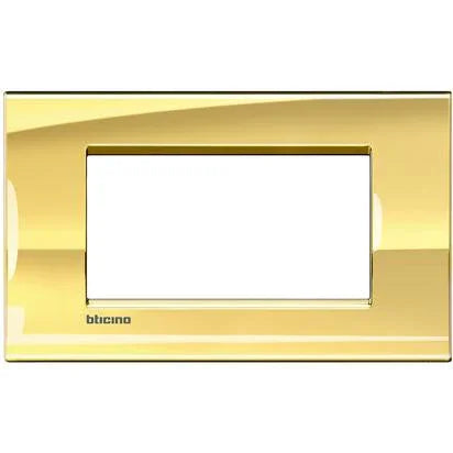 Placca Quadra Livinglight 4 Moduli Oro Freddo - BTicino LNA4804OA, Elegante E Resistente