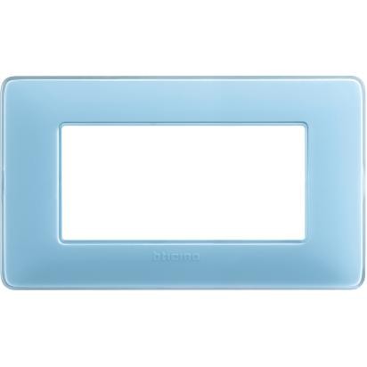 Bticino Matix turquoise 4-module wall plate for support 504SA, dimensions 84mm x 143.7mm.