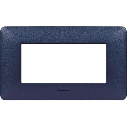 Bticino Matix 4-module frame in blue mercurio for support 504SA, dimensions 84mm x 143.7mm.