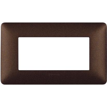 Placca Bticino Matix 4 moduli marrone caffè AM4804TGG, supporto 504SA, dimensioni 84mm x 143.7mm