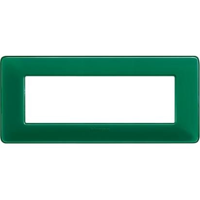 Placca Bticino Matix 6 posti smeraldo AM4806CVS, supporto 506LSA, altezza 84mm, larghezza 191mm, design elegante.