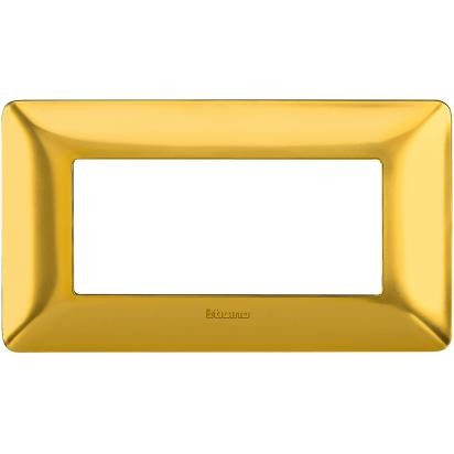 Placca Bticino Matix 4 posti oro satinato AM4804GOS, supporto 504SA, altezza 84mm, larghezza 143.7mm.
