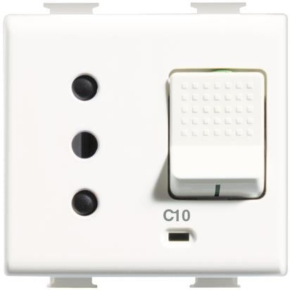 Bticino Matix 10A magnetotermica switch with 2P+T configuration and protection features.