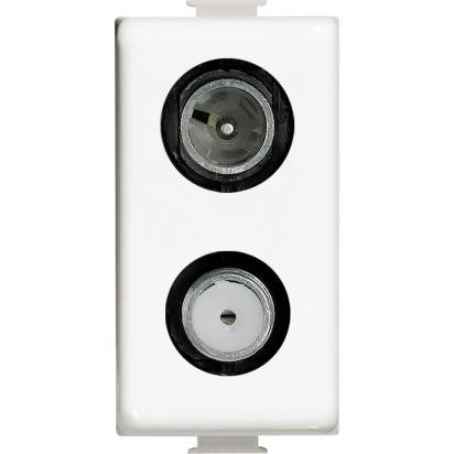 Presa TV Sat Bticino Matix coassiale diretta demiscelata per impianti TV e satellite, con connettori TV e SAT.