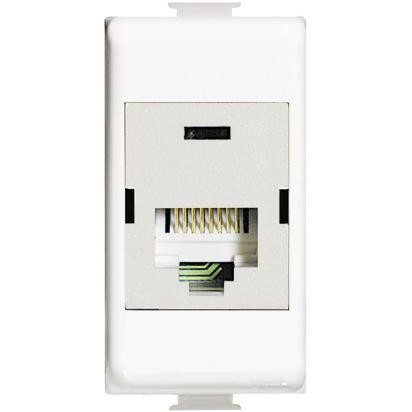 Bticino Matix RJ45 CAT 5e UTP data socket in white, ideal for connecting PCs to network.