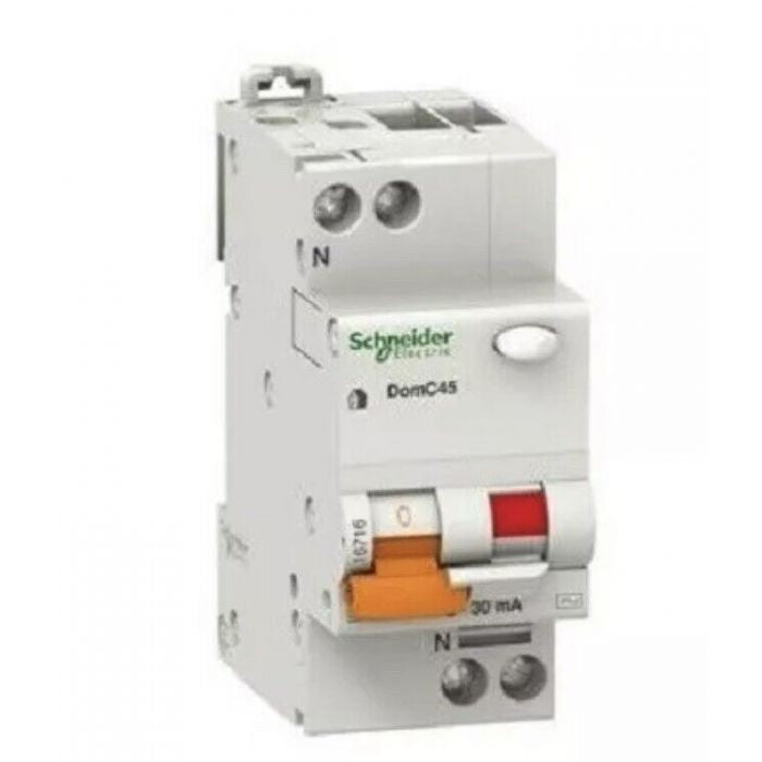 Schneider 1P+N Differential Circuit Breaker C10-30mA for electrical safety applications.
