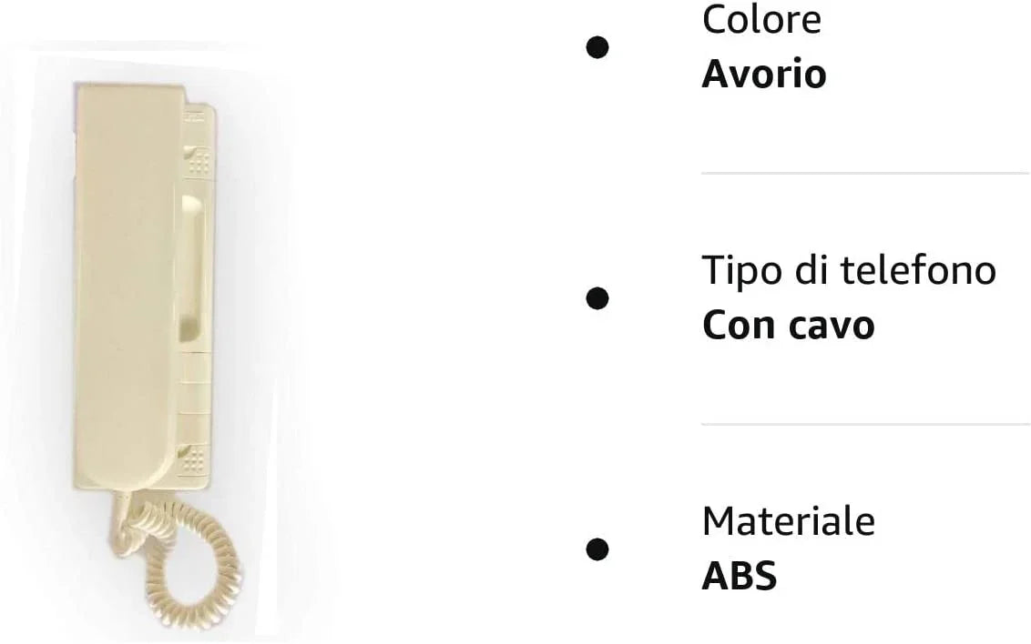 Citofono meccanico Urmet 1130/11 in avorio, telefono con cavo, realizzato in ABS.