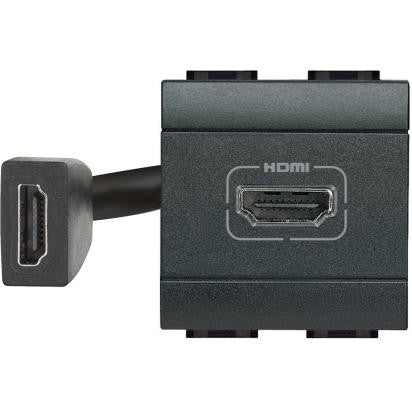 Bticino Livinglight HDMI socket L4284 in anthracite gray, featuring HDMI 2.0 connector and modular design.
