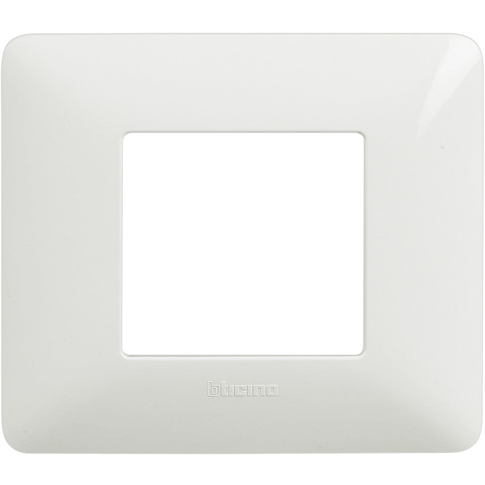 Bticino Matix 2-modular white cover plate AM4802BBN, tech polymer, 84mm height, 96.2mm width.