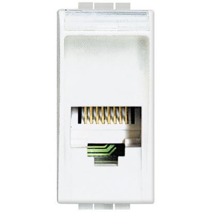 Bticino Livinglight RJ11 telephone wall socket with modular design and easy cable connection for telephones.