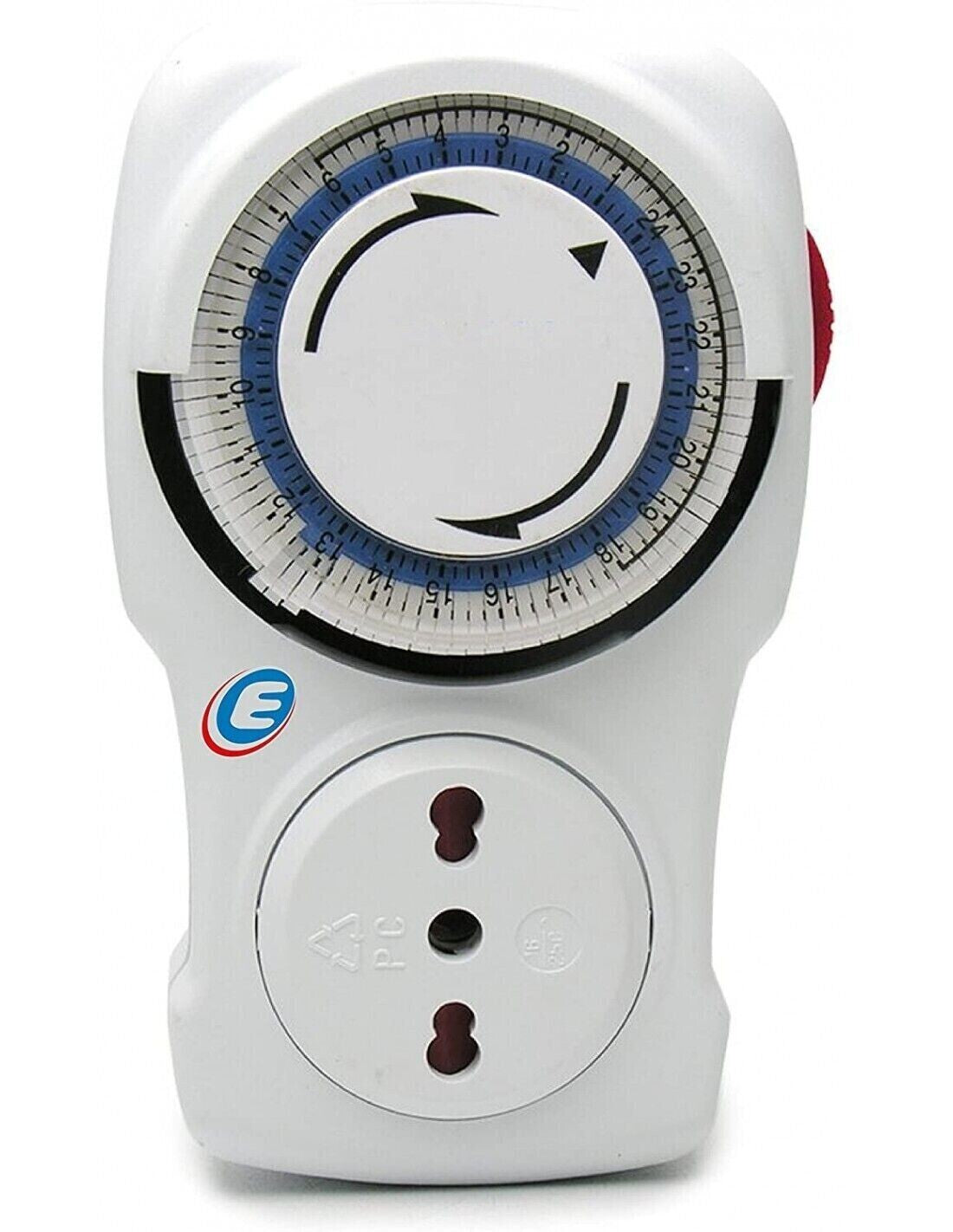 Electraline 58103 Electric Timer Socket with daily program settings, 16A capacity for indoor use.
