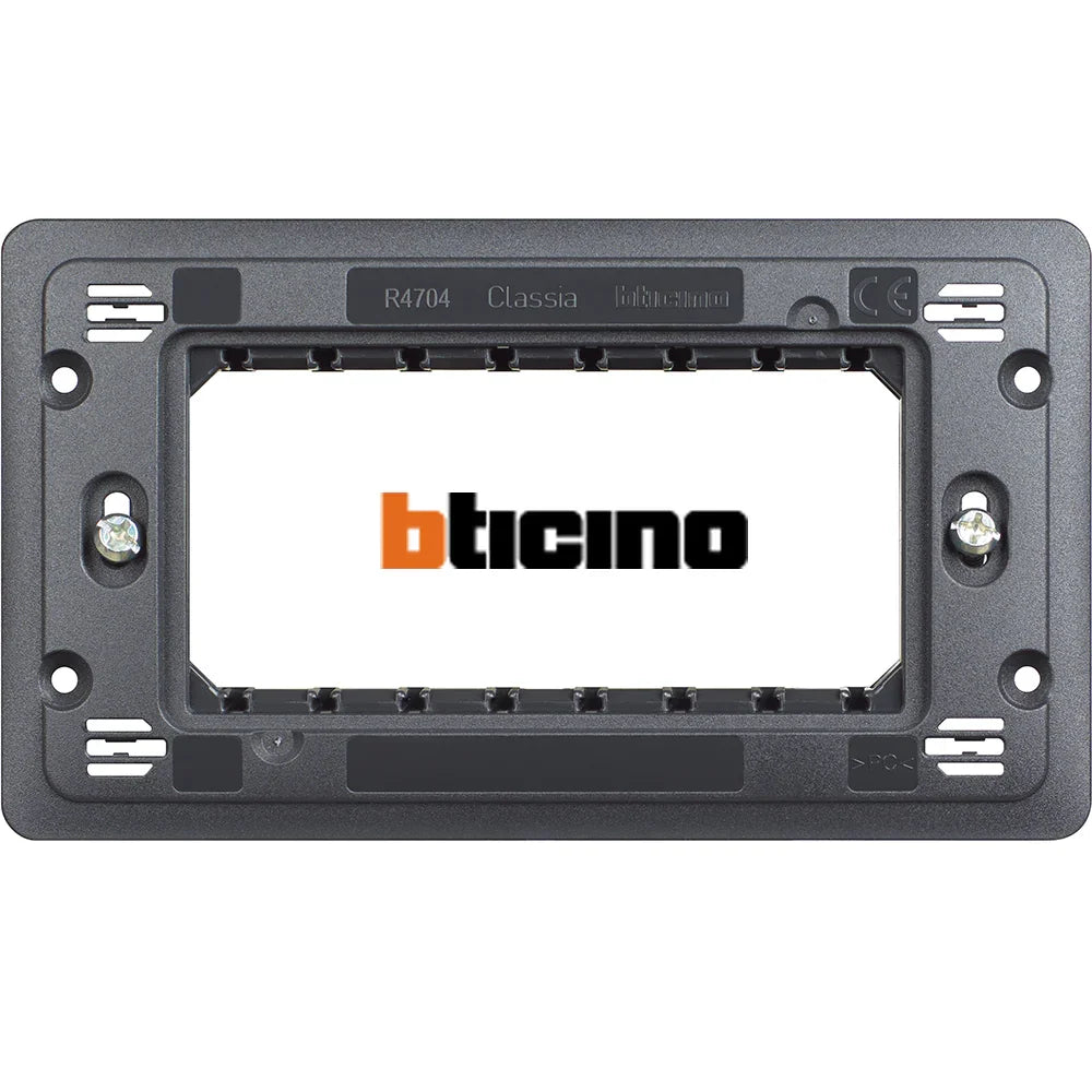 BTicino Supporto 4 Moduli Per Scatola Incasso 504-BT - Installazione Facile, Design Elegante, Alta Qualità