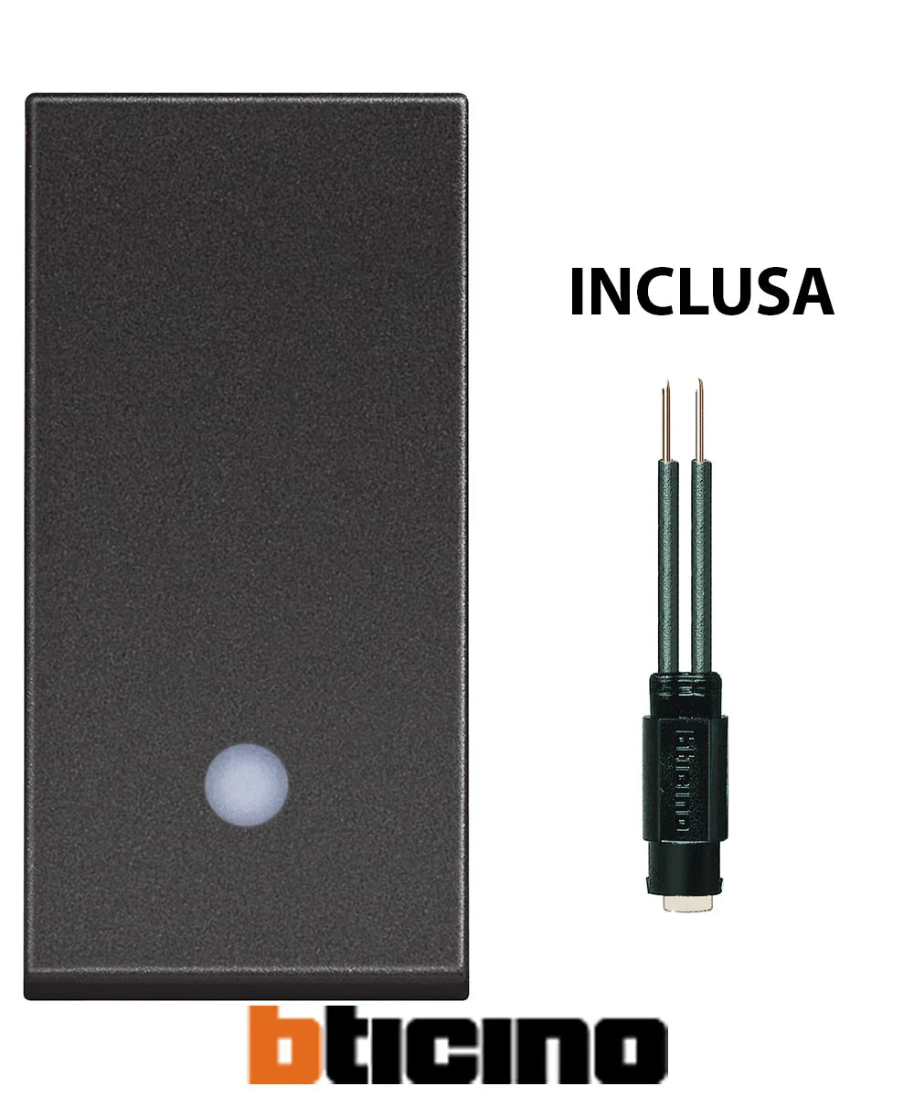 Invertitore Illuminabile BTicino 16 AX Grigio, Spia LED, Corrente Massima di 16 AX, Design Elegante