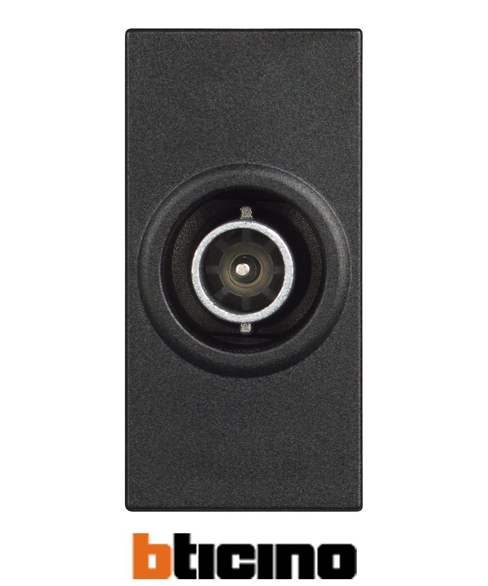 Bticino grey TV direct socket module, 1 module design for efficient connectivity.