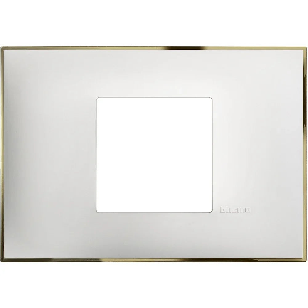 BTicino Placca 2 Moduli X 503 - Elegante Design Bianco Oro, Facile Installazione e Compatibile