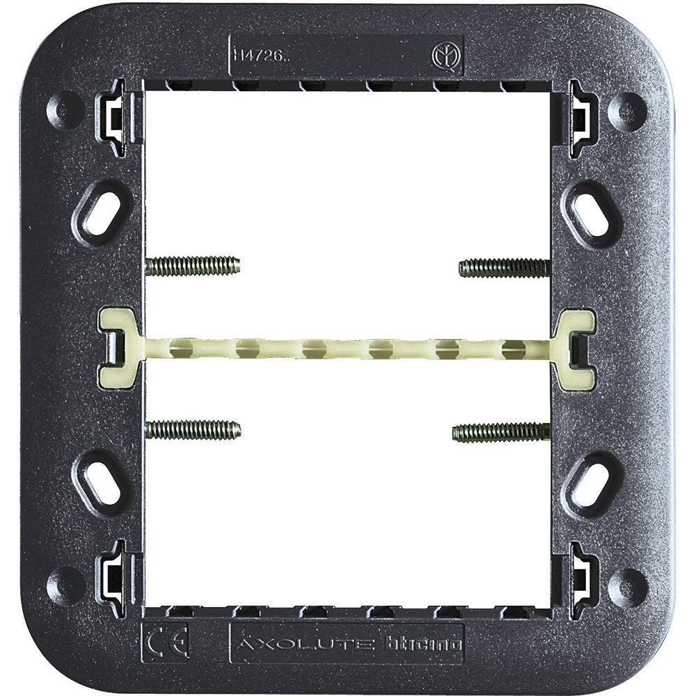Bticino Axolute Supporto AIR 3+3 H4726W frame for 3+3 modular boxes, compatible with non-Bticino products.