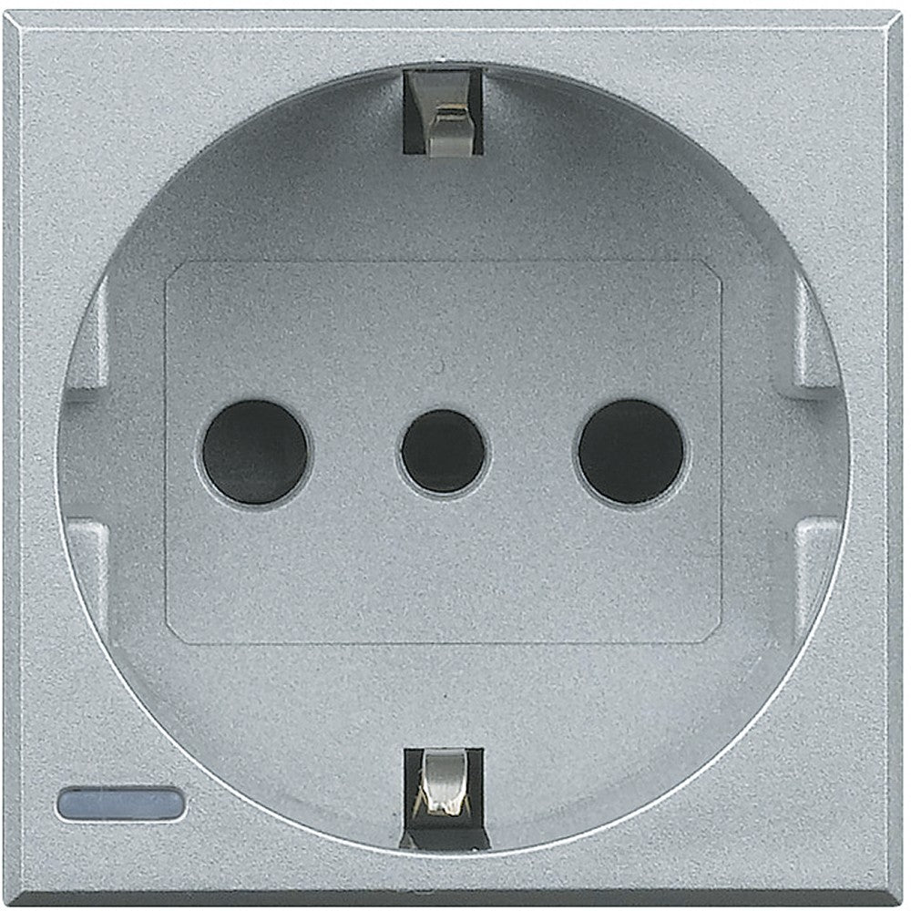 Bticino Axolute electrical Schuko socket in grey, perfect for universal use and stylish design.