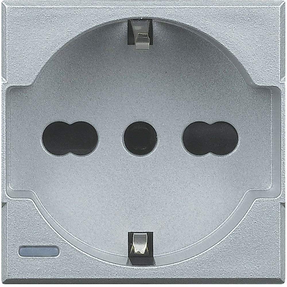 Bticino Axolute HC4140/16 Schuko universal electric socket in grey for home and office use.