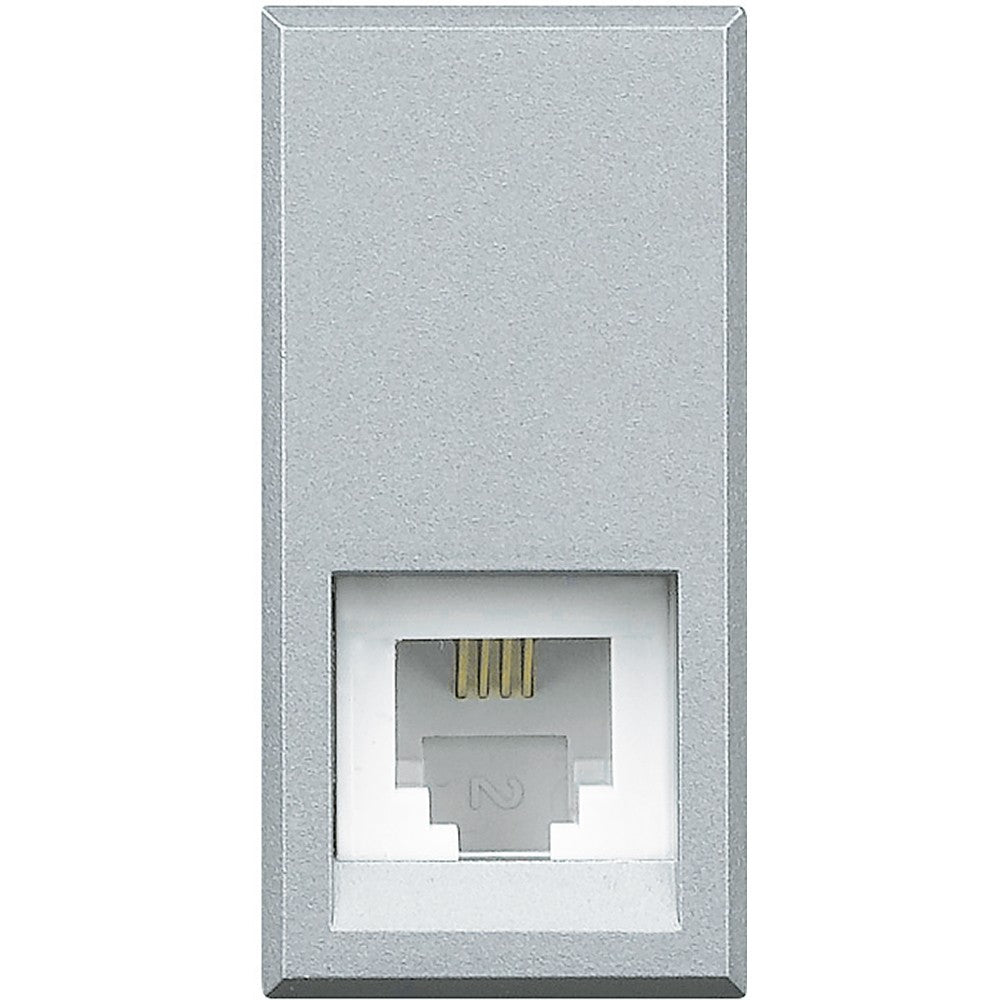Bticino Axolute RJ11 telephone socket HC4258/11N, modern silver design suitable for home or office use.