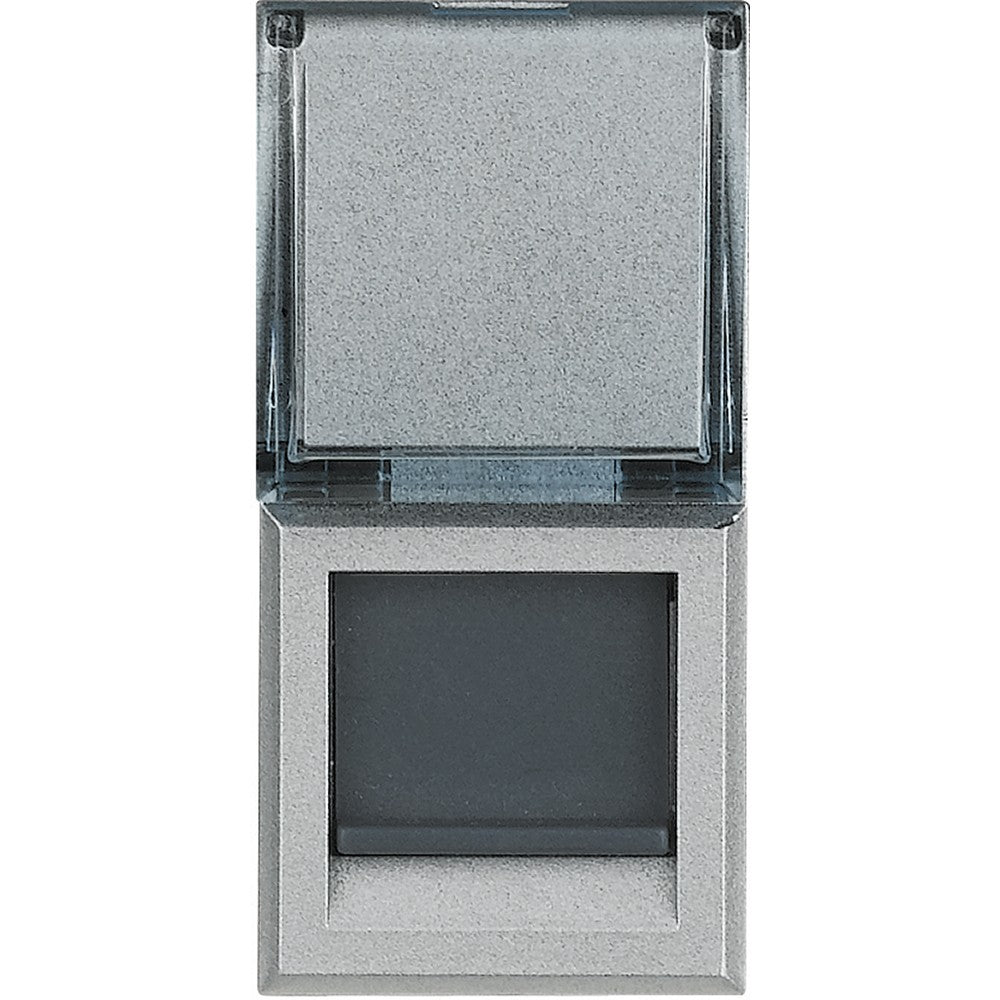 Bticino Axolute RJ45 toolless Cat 6 UTP connector in gray, designed for data transmission applications.