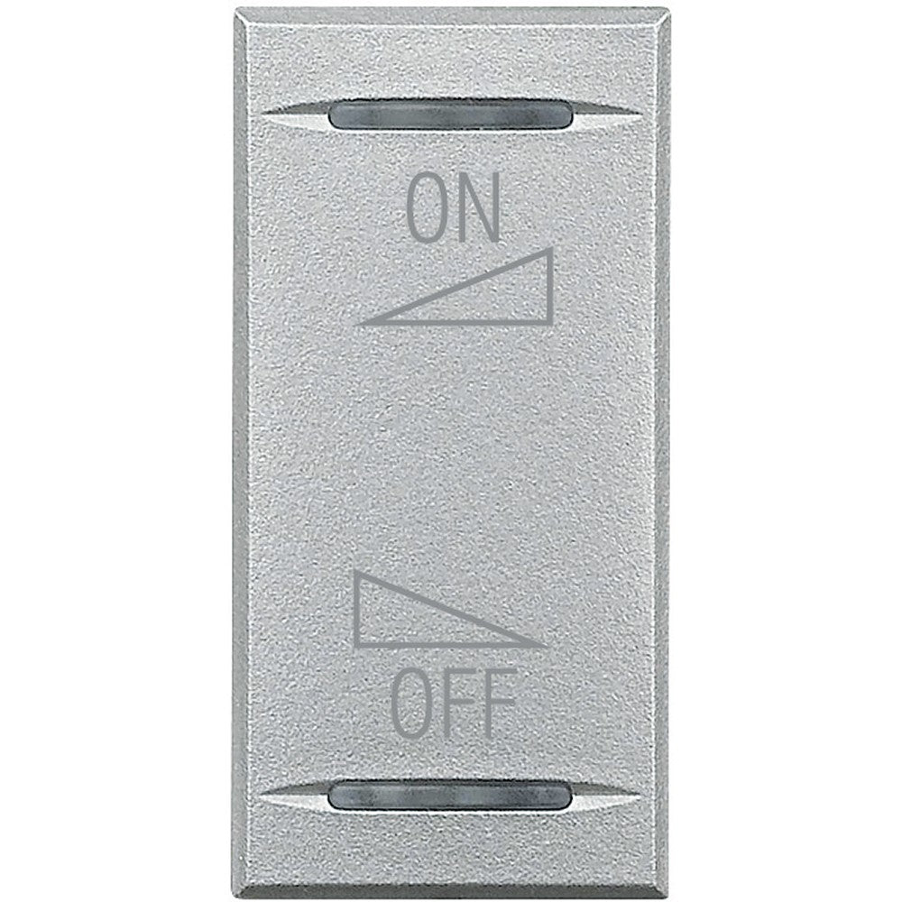 Copritasto BTicino Axolute a 2 funzioni HC4911AI, pulsante ON/OFF in alluminio per impianti elettrici.