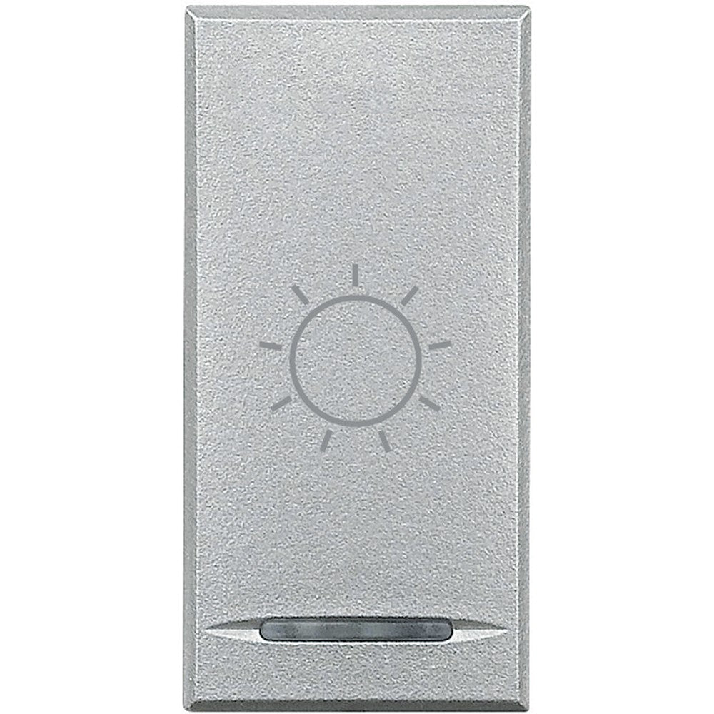 Bticino Axolute 1 Function Light Switch Cover with Icon, Silver Finish, Modular Tech, for BTicino Series Axolute.