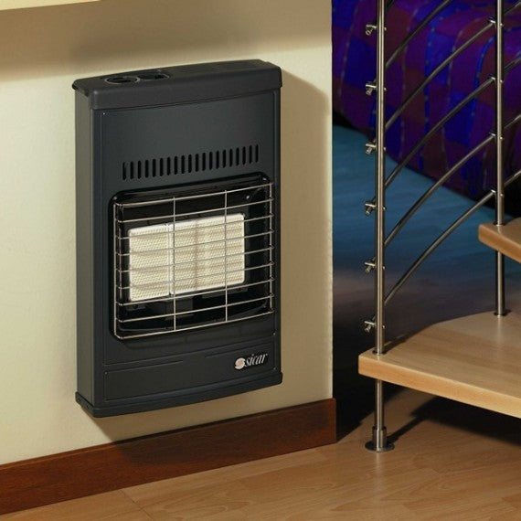 Stufa a gas metano Sicar Eco 42T ventilata, modello a parete in acciaio, per riscaldamento interno.