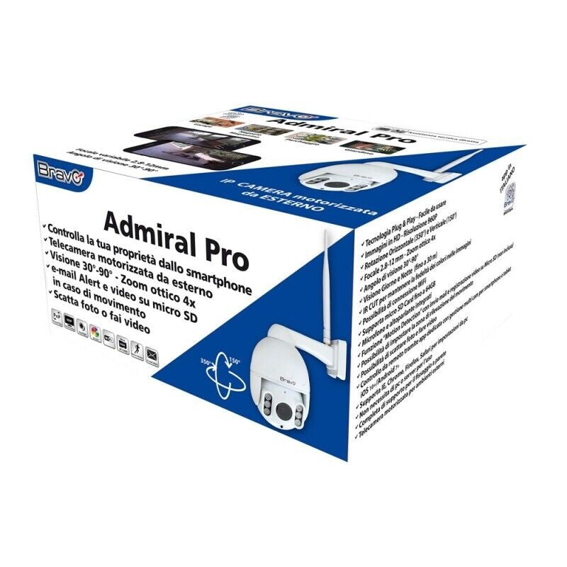 Scatola della telecamera Bravo Admiral Pro da esterno con funzioni di monitoraggio e visione notturna.