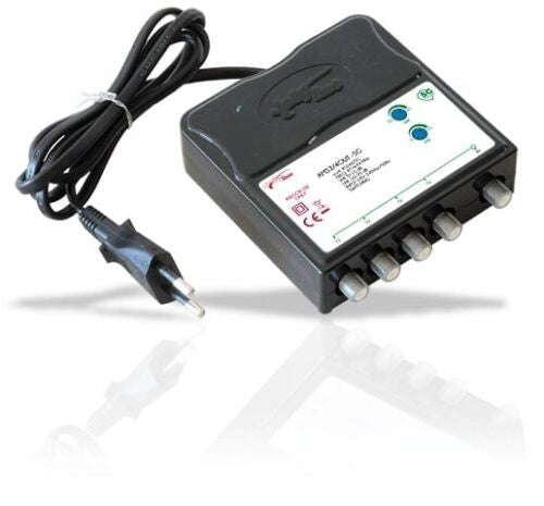 Amplificatore VHF UHF con 4 uscite, filtro 5G e alimentazione 220-230 Vac, modello JOLLY LINE GBS JL45166/5G.