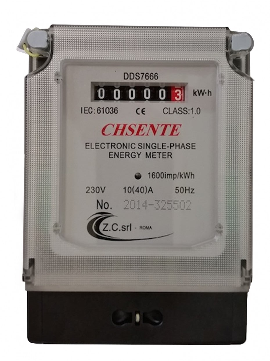 Contatore di Energia Elettrica Z.c. monofase 230V DDS7666 con display 5+1 cifre e conformità IEC 62053.
