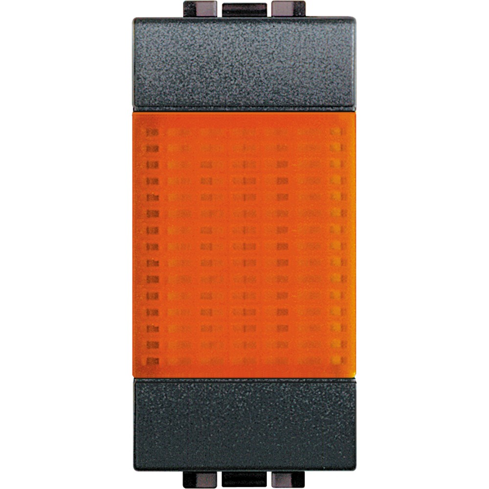 Portalampada Bticino LivingLight con diffusore arancione, modello L4371A, per moduli serie 1, antracite.