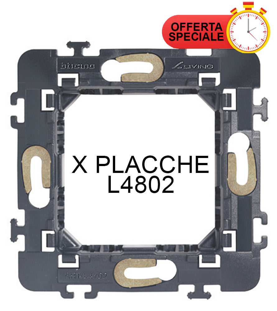 Supporto 2 moduli per placche L4802, fissaggio con viti, Living International, offerta speciale