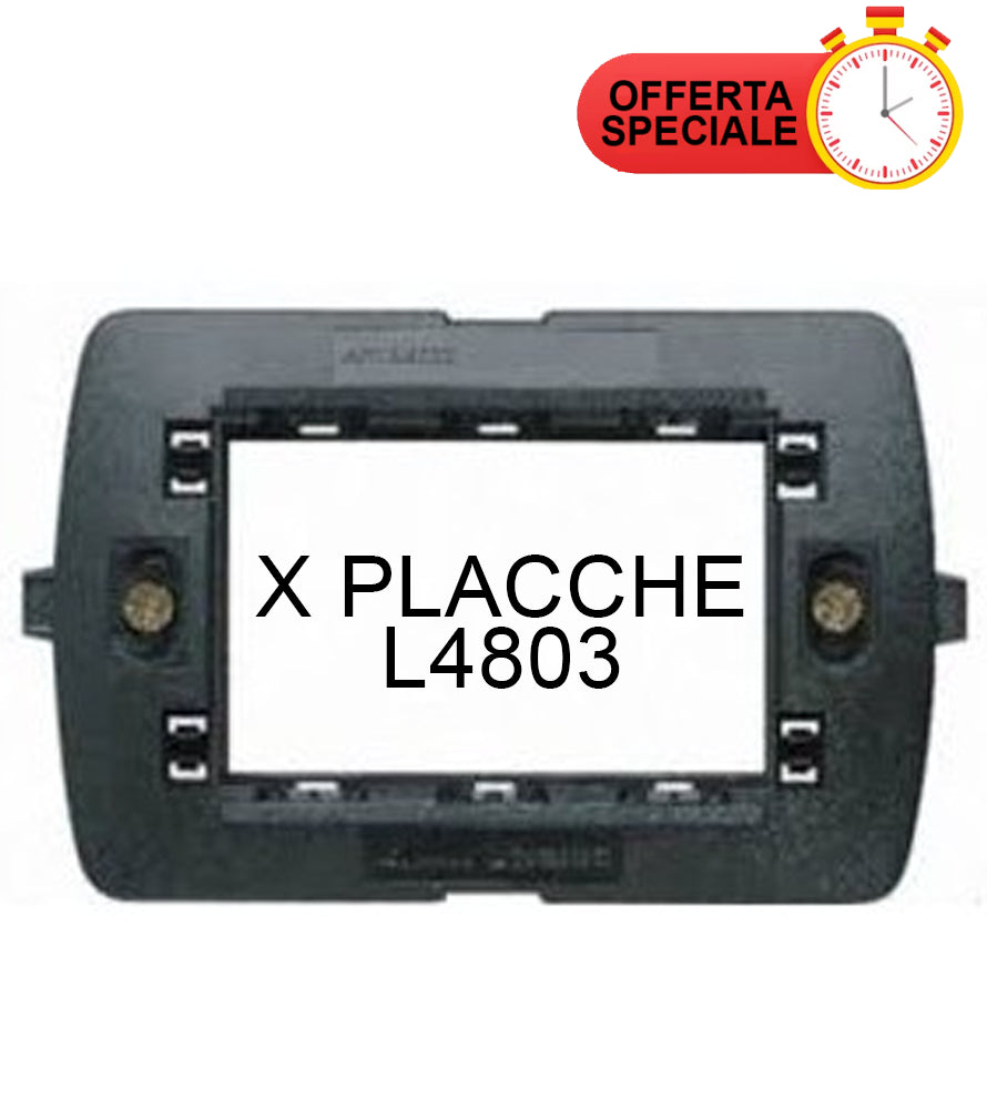 Supporto Bticino 3 moduli L4703 per placche L4803, compatibile con serie Living International.