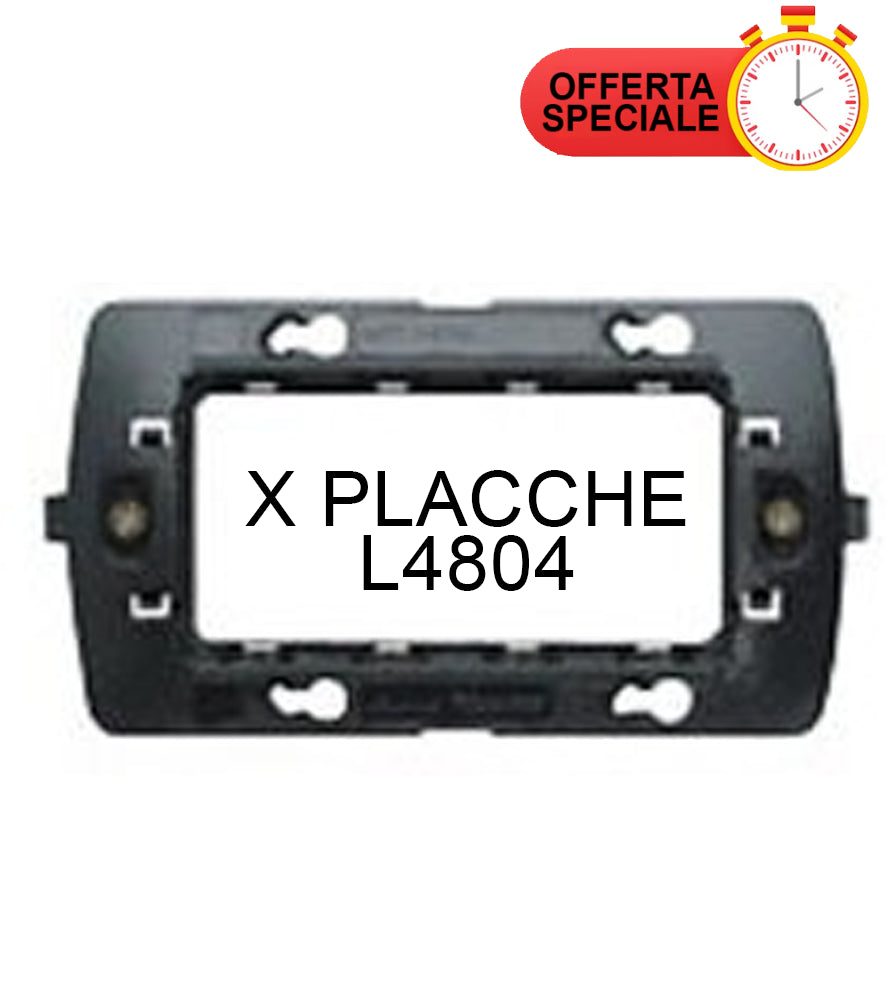 Bticino supporto 4 moduli l4704 per placche L4804 Living International, adatto a qualsiasi scatola.