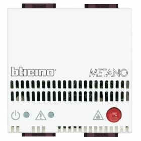 Bticino N4511/12 metano gas detector with alarm indicator and dual module design, white.