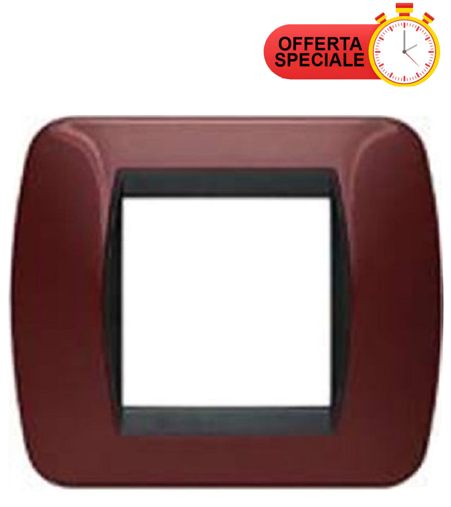 BTICINO Living International Placca 2 posti L4802AT in rich red, elegant design with special offer badge.