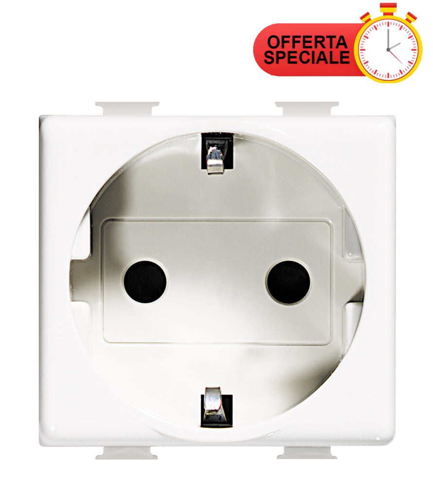 Bticino Matix Schuko outlet AM5440/2, white 2P+T 16A 250V AC, with special offer label.