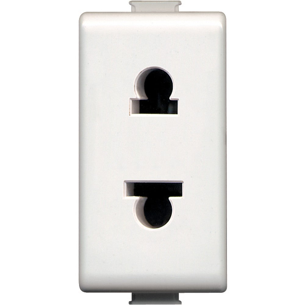 AM5025R Matix euroamerican socket 2P 16A 127/250Vac white with shuttered openings