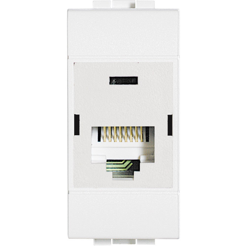 Bticino LivingLight RJ45 data socket UTP category 5e in white, model N4262/6 for reliable network connections.
