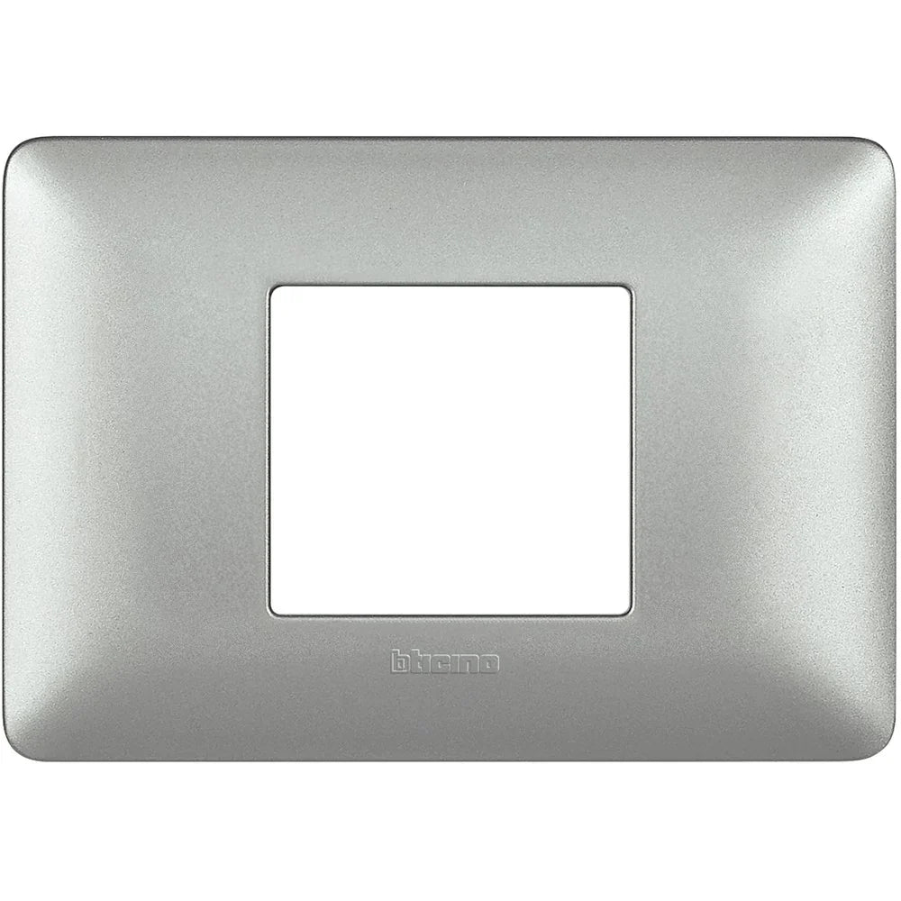 Placca BTicino Matix Silver 2 Moduli Centrati AM4819MSL - Design Elegante e Resistente