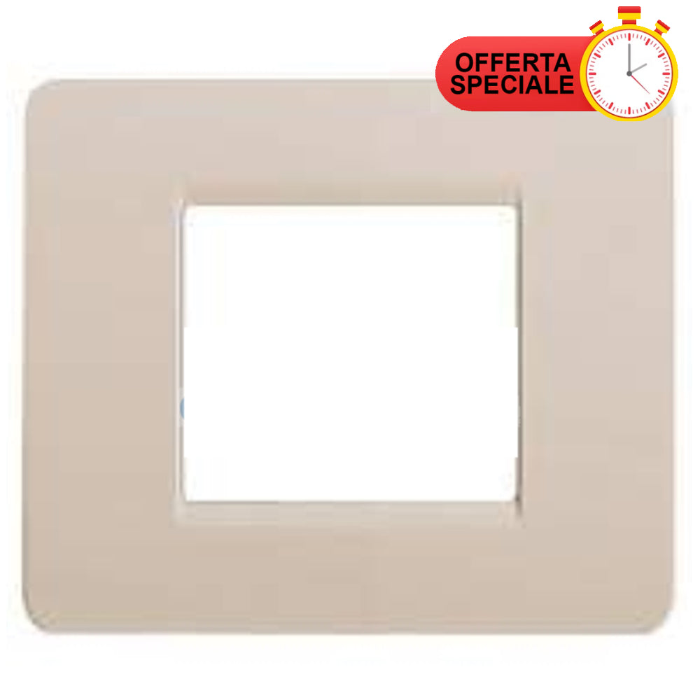 BTicino Matix Placca 2 Posti Corda AM4802CD, beige electrical wall plate with special offer badge.