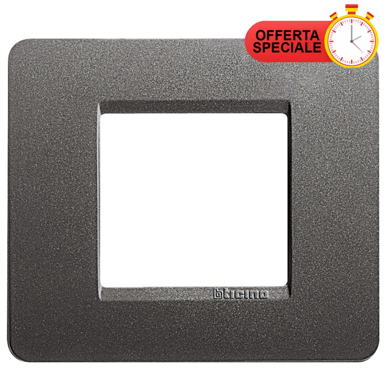 BTicino Matix Placca 2 Posti Iron AM4802IR in dark finish, perfect for modern electrical installations.