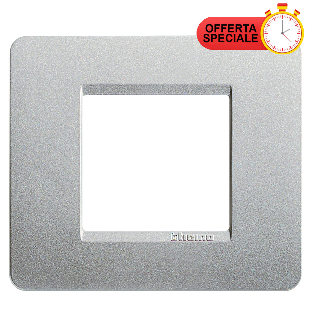 BTicino Matix Placca 2 Posti Silver AM4802SL wall plate in silver finish with special offer tag.